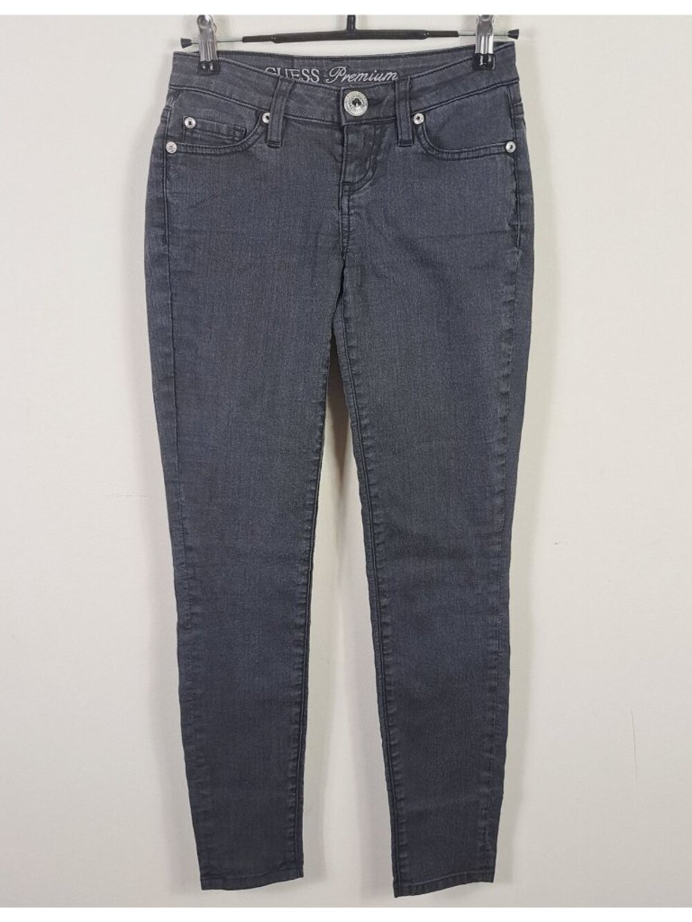 Guess Premium 24 Power Skinny Black Stretch Denim Low Rise Jeans